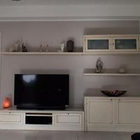 PARETE ATTREZZATA SOGGIORNO IN LEGNO MASSELLO BIAN