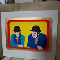 marco lodola, opera Grafica stanlio e olio 