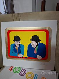 marco lodola, opera Grafica stanlio e olio 