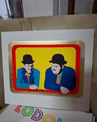 marco lodola, opera Grafica stanlio e olio 