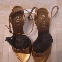 sandali con cinturino, vera pelle, bronzo. 