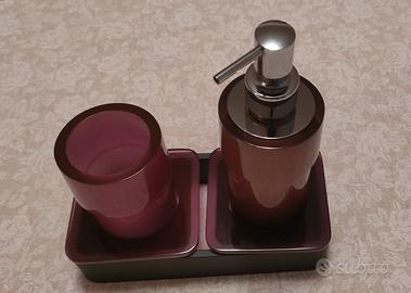 Ser da bagno con barra, dosatore e bicchiere