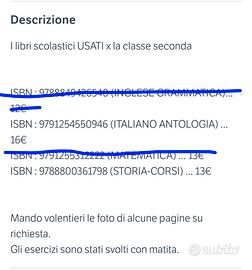 libri scolastici USATI x la seconda media