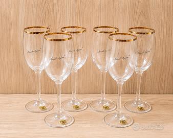 Set 6 calici di cristallo e oro 24k - firmato