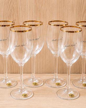 Set 6 calici di cristallo e oro 24k - firmato