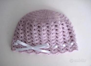 Cappellino Neonata Lana Uncinetto Handmade 