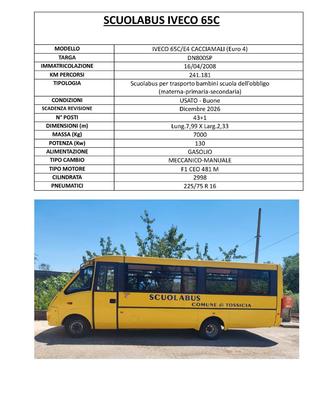 BANDO ALIENAZIONE SCUOLABUS - COMUNE DI TOSSICIA