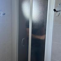 Porta in vetro satinato con  profili  in plastica