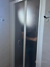 Porta in vetro satinato con  profili  in plastica