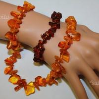 Parure ambra naturale collana anello bracciale