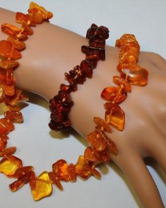 Parure ambra naturale collana anello bracciale