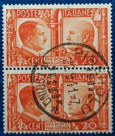Coppia 20c. REGNO 1941 Fratellanza italo-tedesca