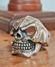 anello teschio uomo argento 925 biker ring