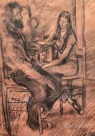 Paulo ghiglia"grande studio carboncino su carta