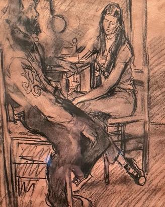 Paulo ghiglia"grande studio carboncino su carta