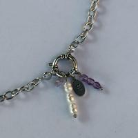 Collana acciaio inox ciondoli lettera perle fiori