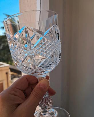 6 bicchieri cristallo lavorato vintage stile RCR