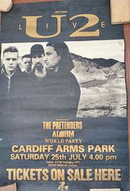 U2 Poster Tour 1987 Cardiff Park G.B. Originale