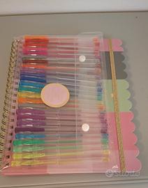 Set 25 Penne Gel Glitter + Quaderno