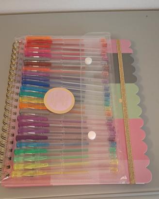 Set 25 Penne Gel Glitter + Quaderno