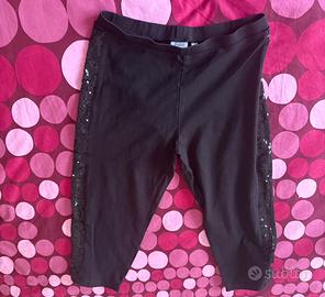 leggins corti con striscia in paillettes