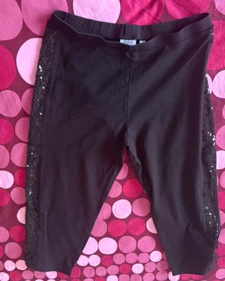 leggins corti con striscia in paillettes