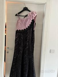 Vestito rosa e nero elegate