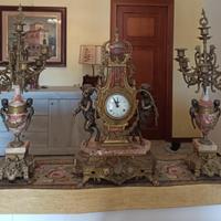 Candelabri  + orologio in marmo