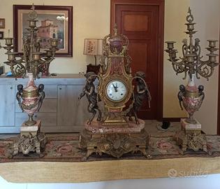 Candelabri  + orologio in marmo