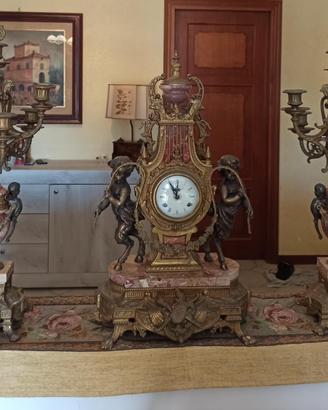 Candelabri  + orologio in marmo
