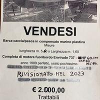 Barca caccia/pesca completa di fuoribordo