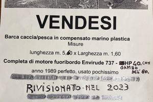 Barca caccia/pesca completa di fuoribordo