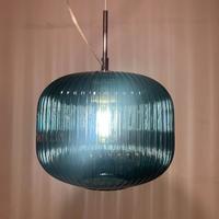 Lampadario cromo vetro ottanio
