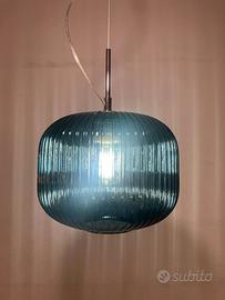 Lampadario cromo vetro ottanio