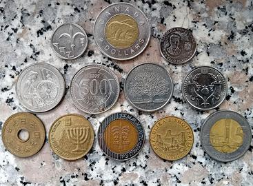12 VECCHIE MONETE STRANIERE DA COLLEZIONE