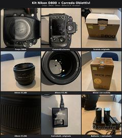 Kit Nikon D800 + 3 obiettivi (28mm 50mm 85mm)