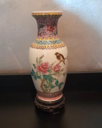vaso cinese vintage famille rose Jingdezhen 