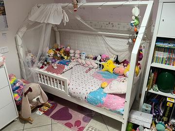 Letto bambina a capanna Premium 80x160 + materasso