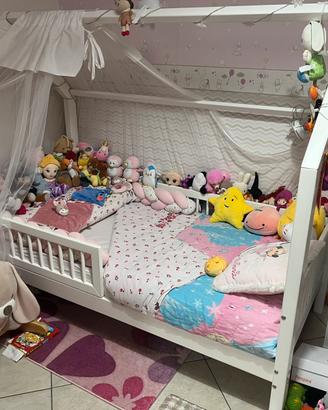 Letto bambina a capanna Premium 80x160 + materasso