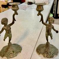 Coppia candelabri ottone