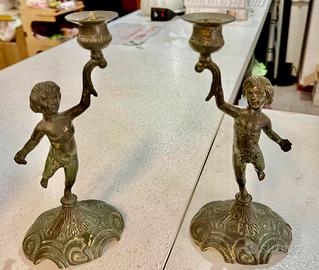 Coppia candelabri ottone