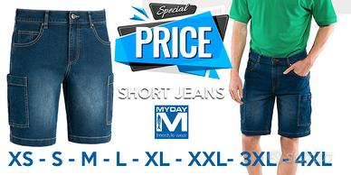 Jeans Corto Pantalone con Tasche laterali Denim