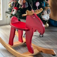 Alce a dondolo in legno bambini gioco natalizio