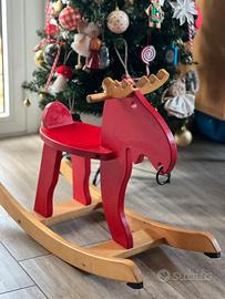 Alce a dondolo in legno bambini gioco natalizio