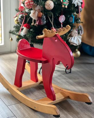 Alce a dondolo in legno bambini gioco natalizio