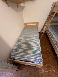 Letto singolo in legno compl di rete e materasso