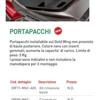 Piastra portapacchi Honda Goldwing 1800 