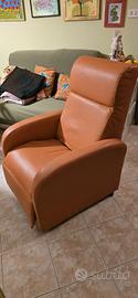 Poltrona pelle relax arancione
