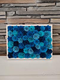 Quadretto cornice di legno con fiori blu