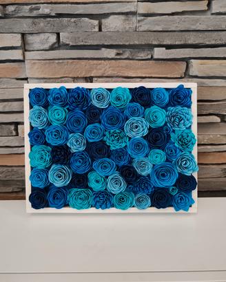 Quadretto cornice di legno con fiori blu